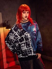 The Nun X SHEIN Figure Graphic Horror Movie Crew Neck Long Sleeve Sweatshirt