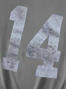 SHEIN Tween Girls Number Print Round Neck Short Sleeve Casual T-Shirt - Grey - View 3