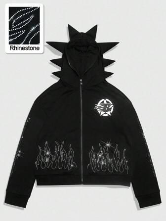 Street Life Herren Antennen Mütze mit funkelnden Strass Sweatshirt