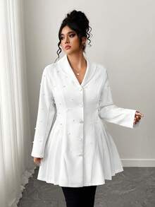 Elenzga Elegante Perlenverzierte Jacke für Große Größen - Weiss - Übersicht 6