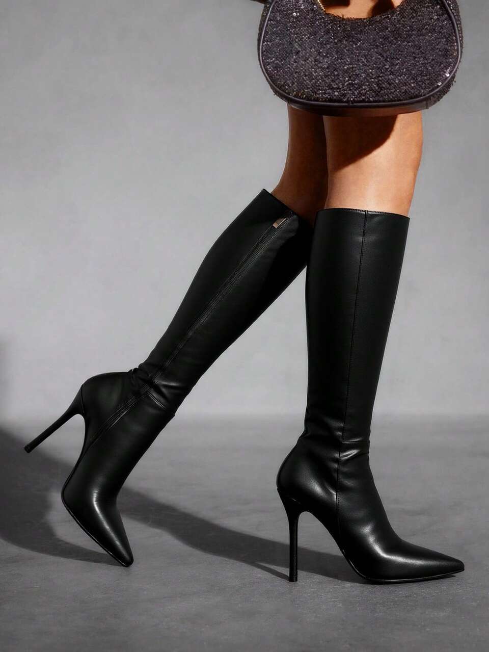 CUCCOO SZL Women's Pointed Toe Ruffle Thigh High Boots, Slim Stiletto Heels, Fashion Party And Date Outfit For Christmas Spring Shoes