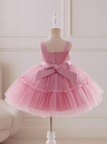 Glamorique Kids Baby Girl Sleeveless Floral Mesh Tulle Party Dress, Cute & Sweet Princess Dress, Suitable For Christening, Birthday, New Year Fall Winter