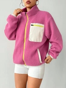 Exploreva Women Sports Jackets Women Outdoor Rosy Pink Jacket, Winter Coats Winter Thermal Thick Warm Fleece Jackets, Winter Jacket Women's Casual & Outdoor Jacket Outdoor Hiking Jacket Women's Casual Jacket, Thermal Coats, Fall Winter Jacket, Thick Jacket KEEP WARM, Winter Coats Women Athleisure Jacket White Jacket