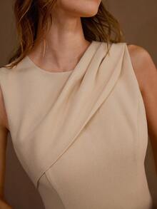 MOTF PREMIUM 褶皱拉链连衣裙 - 杏色 - 查看 2