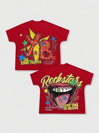Street Life T-shirt à manches courtes col rond imprimé pour hommes