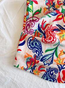 Soleia Conjunto de 3 tops de tubo bohemios de verano para salir, ropa occidental, para conciertos, rave y festival: top con estampado de paisley retro y textura acanalada color albaricoque, y top acanalado negro corto de punto para vacaciones - Multicolor - Ver 3