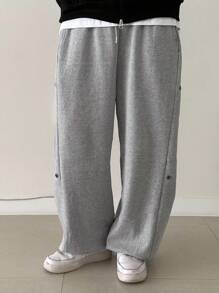 DAZY Pantalones de chándal casuales con cintura elástica, pantalones sueltos con cordón a la altura del tobillo para mujeres