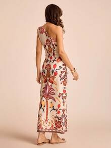 CAJUNI Women's Tropical Print Tie Shoulder Maxi Dress - Multicolor - View 7