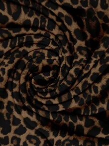 SHEIN LUNE Áo thun dài tay nữ họa tiết da báo, kiểu dáng thường ngày, thích hợp cho mùa thu/đông, trang phục công sở thường ngày, áo mùa thu cho nữ, kiểu trễ vai, phong cách thường ngày. - Nhiều màu - Xem 4