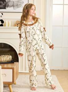 浪漫乡村卡通兔子和碎花女童睡衣 - 彩色 - 查看 3