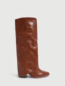 CUCCOO SZL 时尚紧身性感高跟过膝长靴 - 棕色 - 查看 3