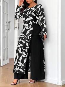 SHEIN Frenchy 大码优雅简约二合一连体裤 - 黑色 - 查看 1