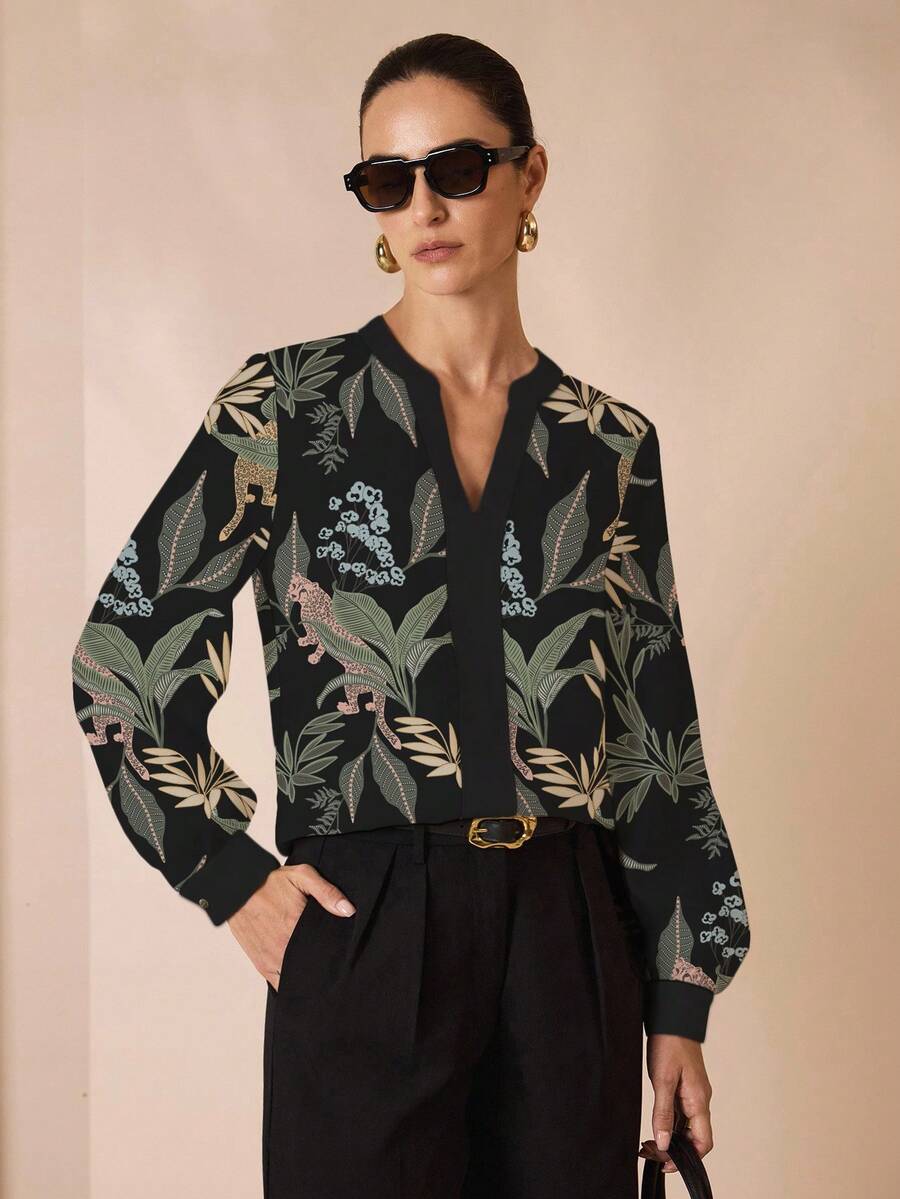 Glamance Joyce Ellen Women's Elegant V-Neck Long Sleeve Blouse, Office Wear Top For Autumn Women Blouses Women S Blouses For Summer