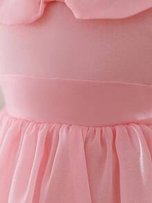 Glamorique Kids 女童甜美可爱粉色公主薄纱无袖连衣裙、派对连衣裙 - 粉色 - 查看 6