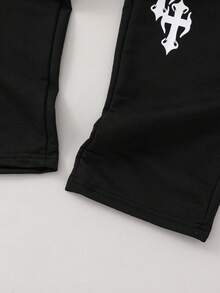 PAVTROS 青少年男孩字母印花松紧腰宽松休闲运动裤