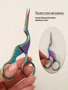 Juego de tijeras con forma de grúa de tamaño grande (12,8 cm) y pequeño (10,3 cm), tijeras vintage para manualidades, tijeras para tela, tijeras para bordado, tijeras para punto de cruz, tijeras de oficina para papel, tijeras para cejas puntiagudas, tijeras pequeñas multiusos - Multicolor - Ver 5