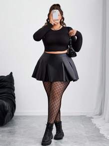 SHEIN CURVE+ Plus Size Black Thin Mesh See-Through Leggings, Fashion Leggings, Rave Festival, Casual Daily Wear, Holiday Party Wear, Winter Plus Size Fishnet Tights/Autumn /Winter - Black - View 8