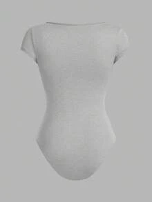 SHEIN EZwear Bộ 4 áo liền quần cổ tròn tay ngắn cho nữ, nhiều màu, thích hợp cho mùa hè - Nhiều màu - Xem 9