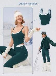 GLOWMODE 24 英寸 FeatherFit™ Merry & Bright 双色交叉紧身裤圣诞节假期冬季低冲击瑜伽日常 - 霧石 - 查看 5