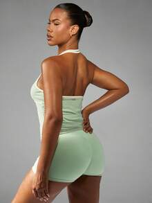 Missguided x Playboy Varsity Number 露背上衣，无袖紧身设计，侧面褶皱运动背心，薄荷绿配色，非常适合夏季节日派对 - 彩色 - 查看 2