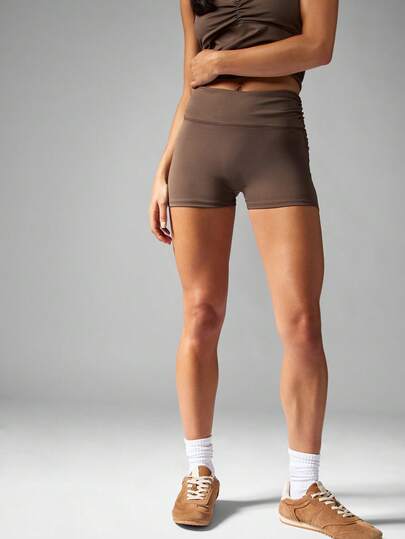 MISSGUIDED 褶皱高腰运动压缩短裤提臀健身跑步锻炼瑜伽运动服夏季