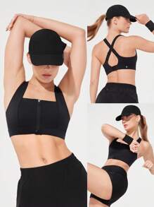 GLOWMODE 速干无缝透气吸汗速干反光可调节跑步帽健身房训练锻炼日常 - 黑色 - 查看 9