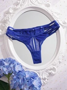 SHEIN 女士纯色细肩带镂空前后性感内裤，外出穿着