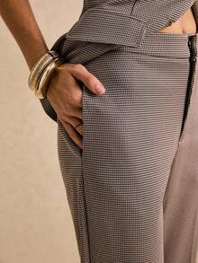 Poéselle 女士复古休闲通勤喇叭裤，商务休闲，新年优雅秋冬款 - 咖啡棕 - 查看 3