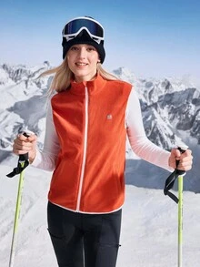 In My Nature Veste sans manches zippée de couleur contrastée pour femmes, veste décontractée pour l'extérieur. Gilet polaire pour femmes, tenue de ski pour femmes, gilet de randonnée pour femmes, gilet d'extérieur pour femmes, gilet de ski pour femmes