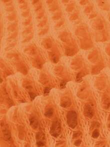 ROMWE Grunge Punk Áo len đan móc khoét lỗ cỡ lớn cỡ lớn - trái cam - Xem 3