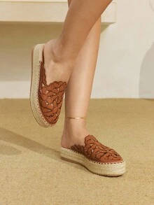 Styleloop Chocolate Women's Flat Woven Shoes, Bohemian Style, Suitable For Vacation, Halloween, Christmas, Party - Brown - View 5