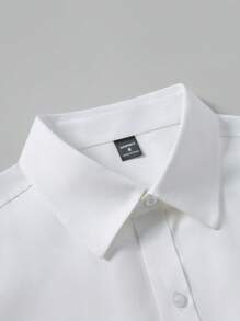 Calvornis 男士正装衬衫 纯色长袖弹力防皱正装衬衫 商务休闲纽扣衬衫 修身正装衬衫 男士修身衬衫 男士弹力衬衫 白色正装衬衫 男士商务休闲衬衫 - 白色 - 查看 5