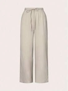 SHEIN Essnce 3 件套女士休闲腰带口袋直筒裤套装，适合夏季 - 彩色 - 查看 7