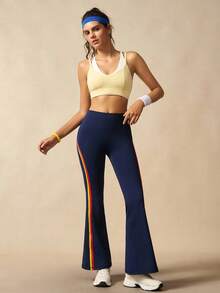 VARSIVA Yoga Women Pants Women's Contrast Striped Flare Leg Sports Pants - Multicolor - View 5