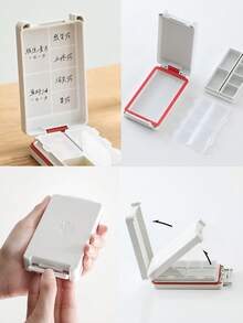 Madebyblanc 1pc/2pcs（A-红色）和（B-绿色）药盒-便携式药物分配器和储存盒，迷你每日三餐便携式密封药片和胶囊分类盒 - 彩色 - 查看 4