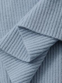 Dazy Plus كنزة صوفية صوفية طويلة الأكمام ذات رقبة على شكل V مناسبة للمقاسات الكبيرة، لون أحادي، مناسبة للربيع والخريف - الأزرق - مشاهدة 3