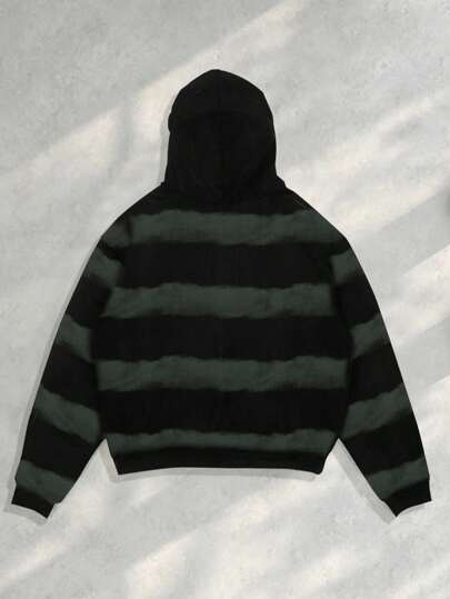 Street Life Sudadera con capucha con cremallera y rayas para hombres