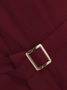 Franclia 女式花卉印花拼布盖袖连体裤 - 紅色 - 查看 3