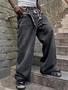 ROMWE MEN Street Life Jeans larghi da uomo con doppia vita