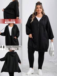 SHEIN CURVE+ Plus Size Skeleton Print Knit Elastic A-Line Dress, HalloweenGoth/Gothic Women Clothes/Halloween Plus Size /Halloween Costume,Fall Clothes For Women Winter Autumn/Autumn /Winter