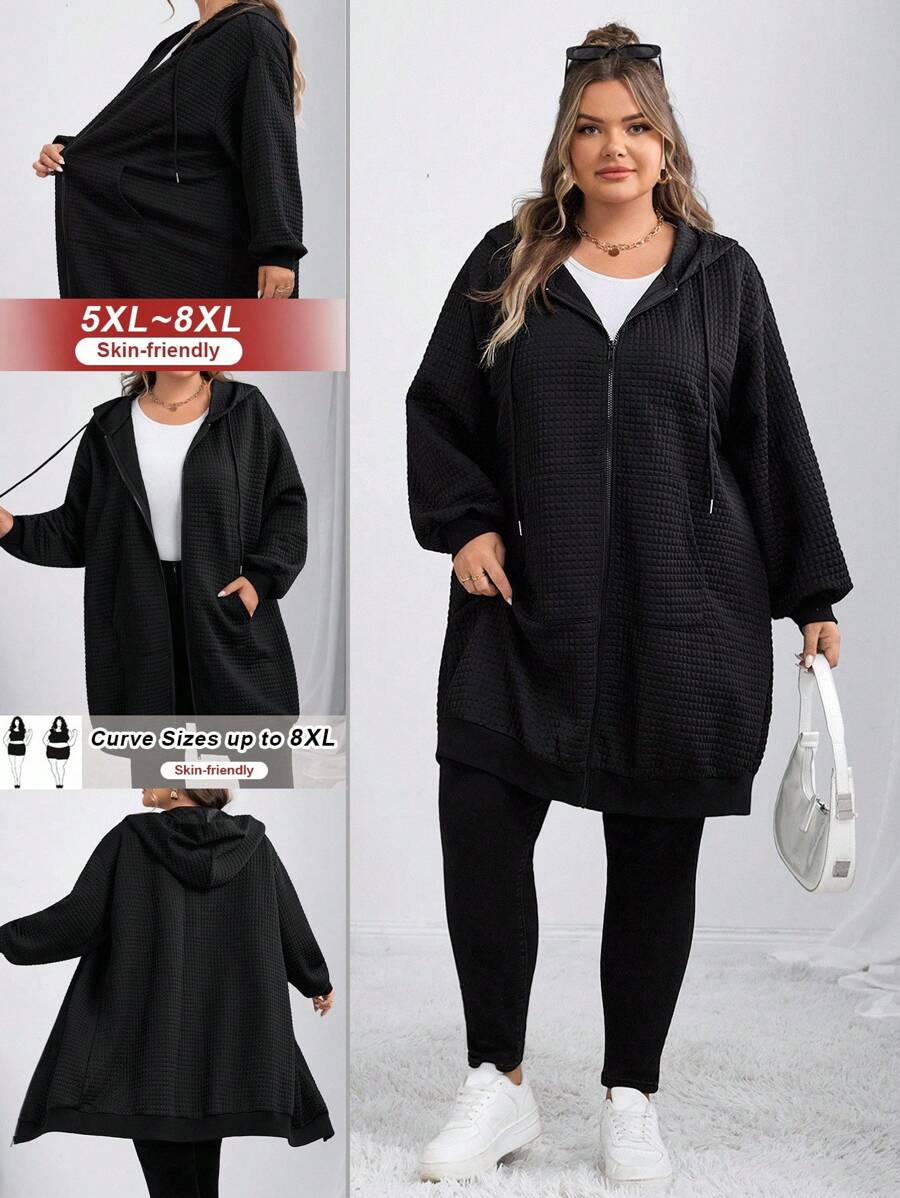 SHEIN CURVE+ Plus Size Skeleton Print Knit Elastic A-Line Dress, HalloweenGoth/Gothic Women Clothes/Halloween Plus Size /Halloween Costume,Fall Clothes For Women Winter Autumn/Autumn /Winter