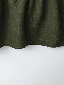 Linhara Plus Size Vacation Casual Solid Color Lantern Sleeve Shirt & Floral Print Pants 2 Pieces Set