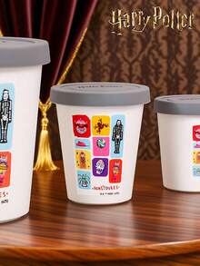 HARRY POTTER X SHEIN 1PC Cartoon Skull Pattern Ice Cream Tub,Tight-Fitting Silicone Lid, Easy Stacking Reusable Ice Cream Contai
