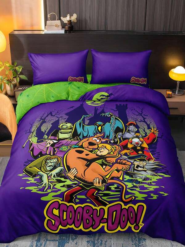 SCOOBY-DOO X SHEIN Cartoon And Letter Print Bedding Set