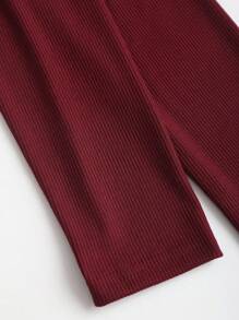 Sweetra 女式蕾丝边立领长袖纯色T恤，秋季 - 紅色 - 查看 4