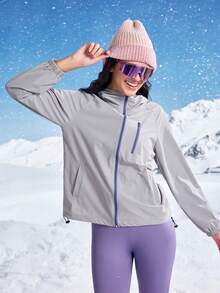 In My Nature 女士休闲户外连帽夹克防水外套女防风滑雪服女滑雪夹克女冬季夹克 - 紫色 - 查看 3