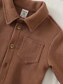 Loomiva Plain Brown Baby Boy Top With Regular Sleeves And Collar Ideal For Everyday Wear Fall Winter