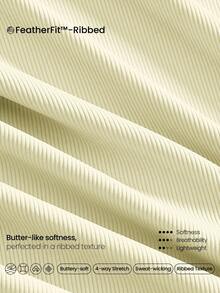 GLOWMODE FeatherFit™-罗纹柔软弹性透明不对称领口褶皱可拆卸罩杯拇指孔长袖上衣低冲击瑜伽普拉提工作室日常休闲装 - Butter Yellow - 查看 6