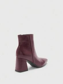 CUCCOO BIZCHIC Botas de tacón alto de color borgoña de moda para mujer - Burdeos - Ver 8