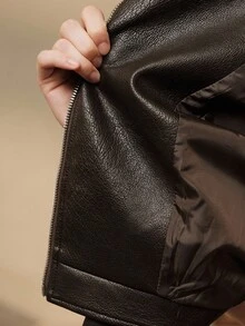 SHEIN Unity KF16285 秋季、秋冬季、外出、优雅、正式、时尚、新年、圣诞节、女士冬季外套、派对 - 棕色 - 查看 8